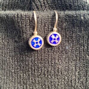 The Ahiri Indian Silver Meenakari Earrings (Blue)